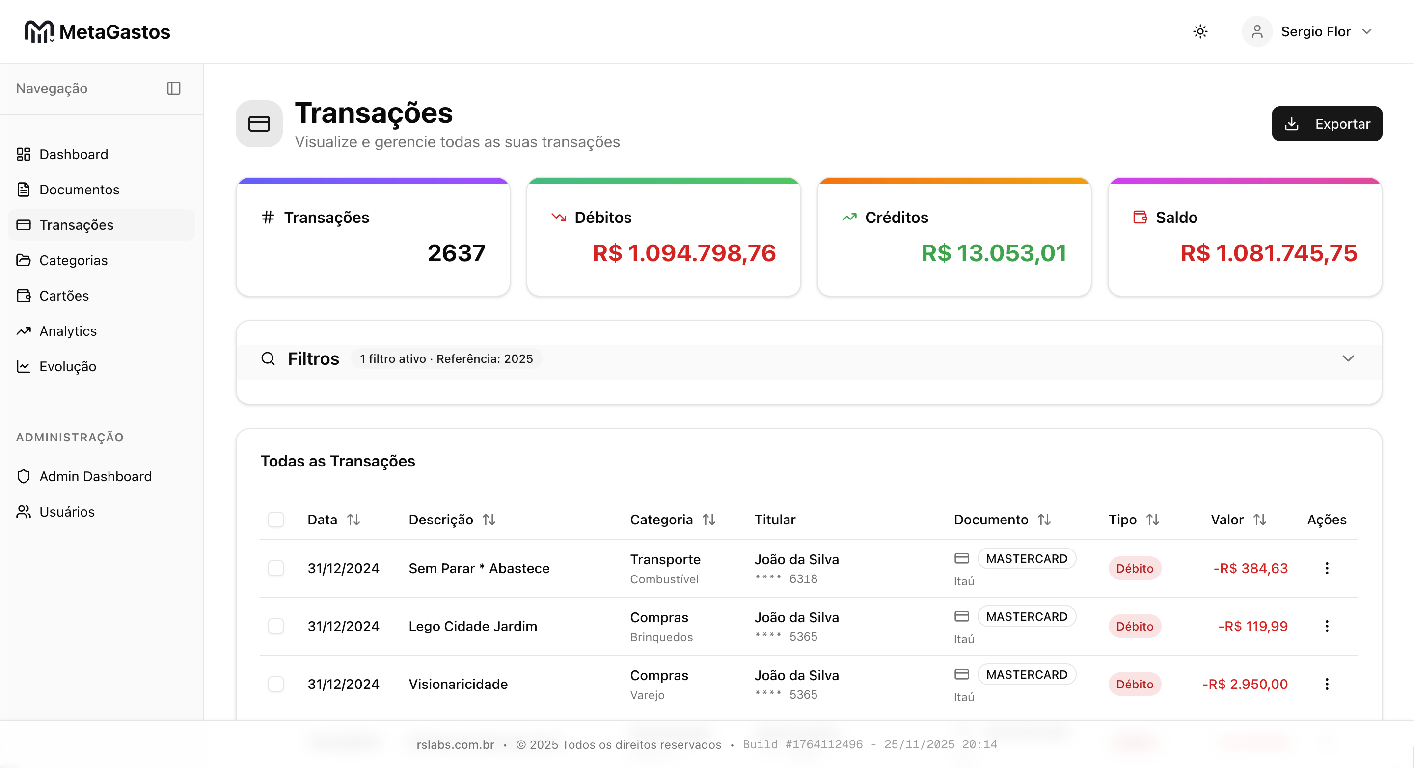 Visualização de Gastos